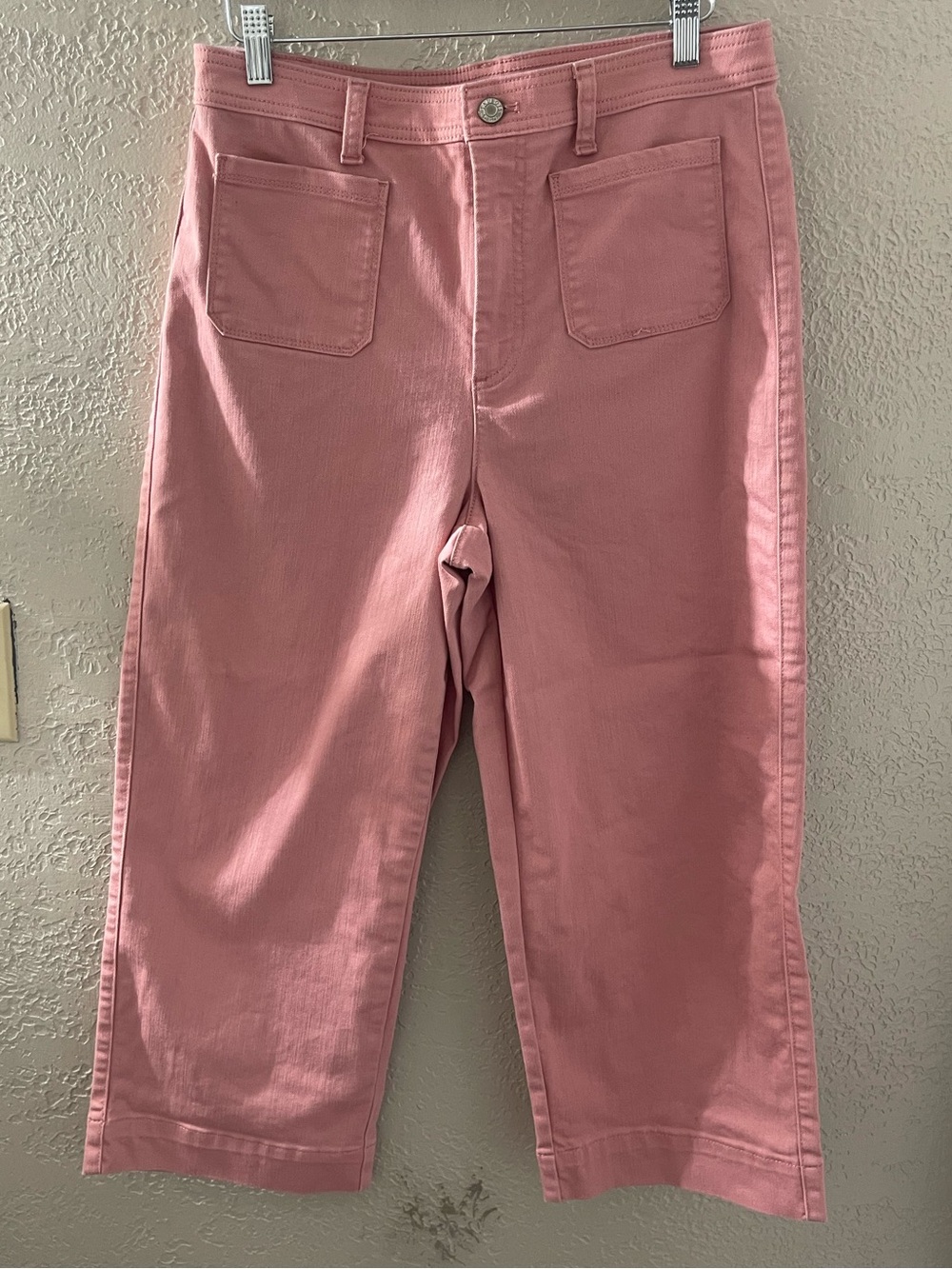 Talbots Women’s Pink Blush High-Waist Wide Crop Denim Pants Size 8